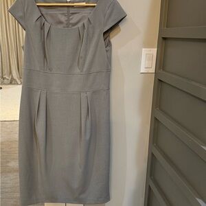 Calvin Klein Gray Dress with Round Neck and Cap Sleeves Size 12